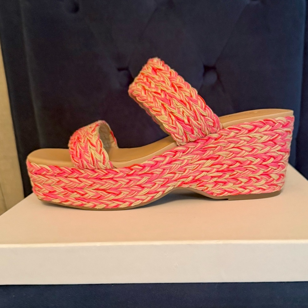 🔻On 34th Womens Norina Raffia Platform Sandals | Pink multi | Sz: 8.5M NWOB